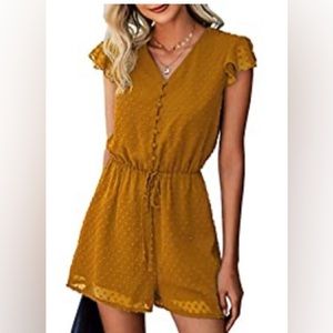 BTBFM Yellow Swiss dot romper - new without tags, never worn